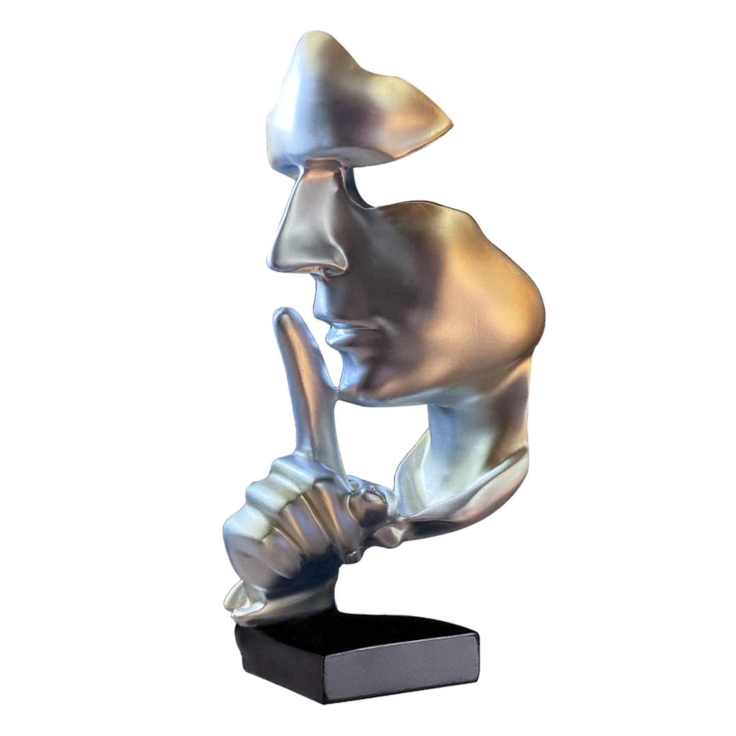 aboxoo Thinker Statue, Silence is Gold Abstract Art Figurine, Modern Home Resin Sculptures Decorative Objects Piano Desktop Decor for Creative Room Home, Office Study Decor (Black)